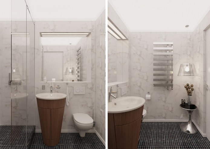 baño en el interior de un apartamento de 54 metros cuadrados.