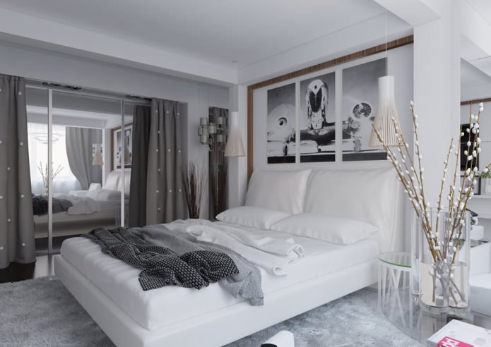 dormitorio en el interior de un apartamento de 54 m2.