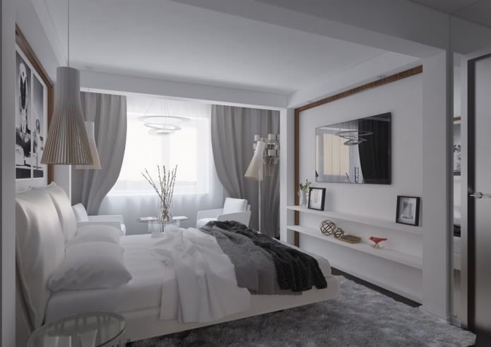 dormitorio en el interior de un apartamento de 54 m2.