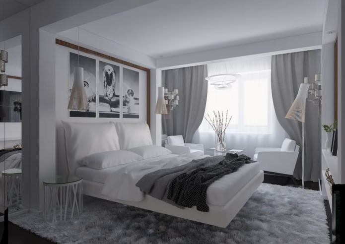 Dormitorio en el interior de un apartamento de 54 m².