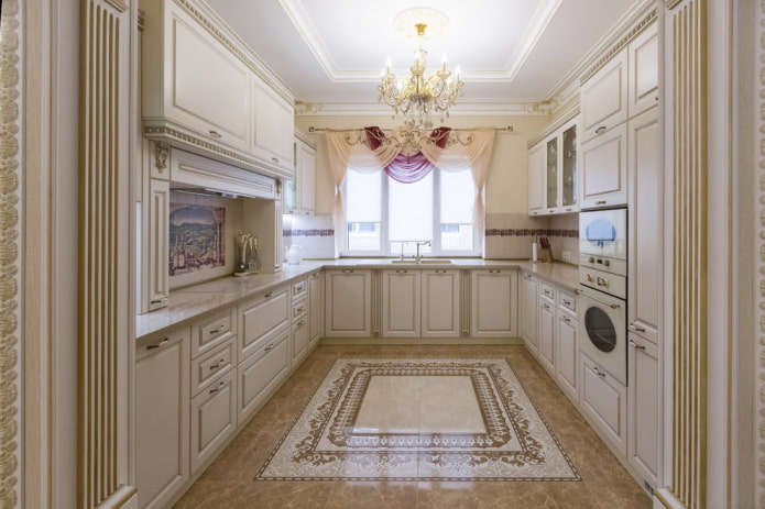 Azulejos con panel para el suelo en la cocina