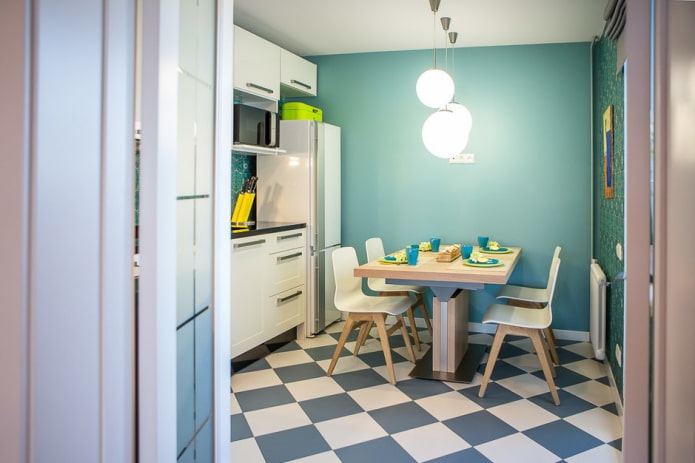 azulejos de suelo mate en el interior de la cocina