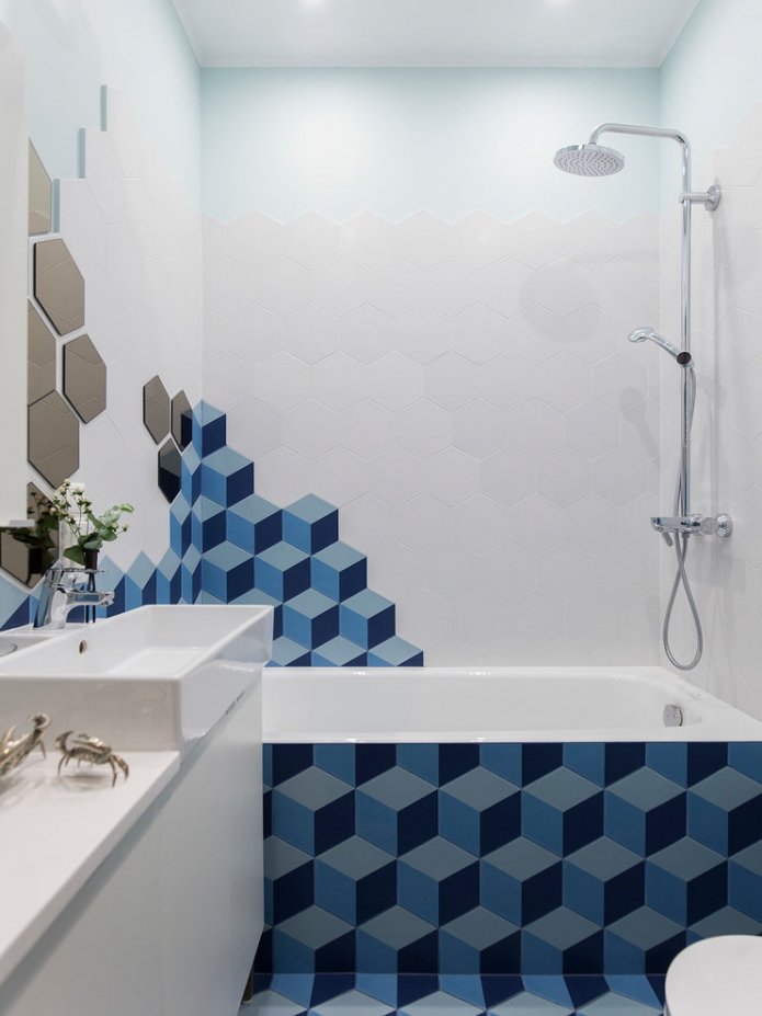 Azulejos de nido de abeja en el baño