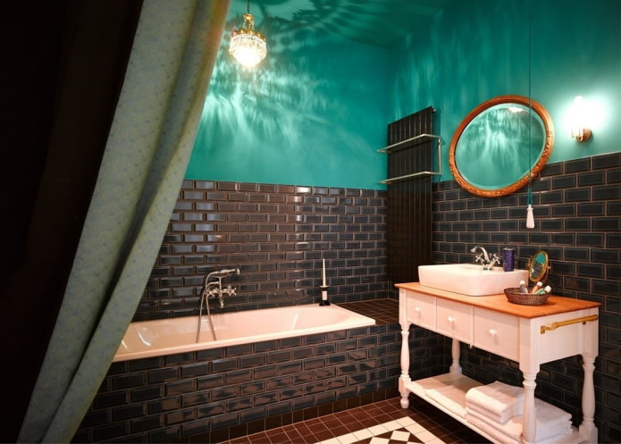 acabado combinado en el interior del baño