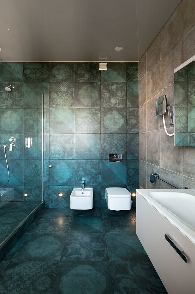 azulejo mate en el interior del baño