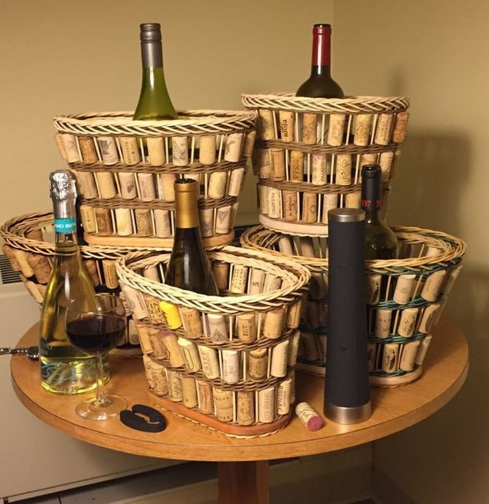 cestas de corcho para vino