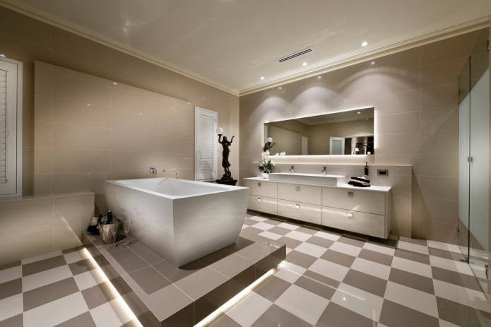 iluminación de suelo en el interior del baño