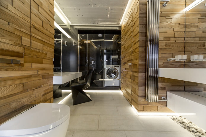 iluminación del suelo en el interior del baño