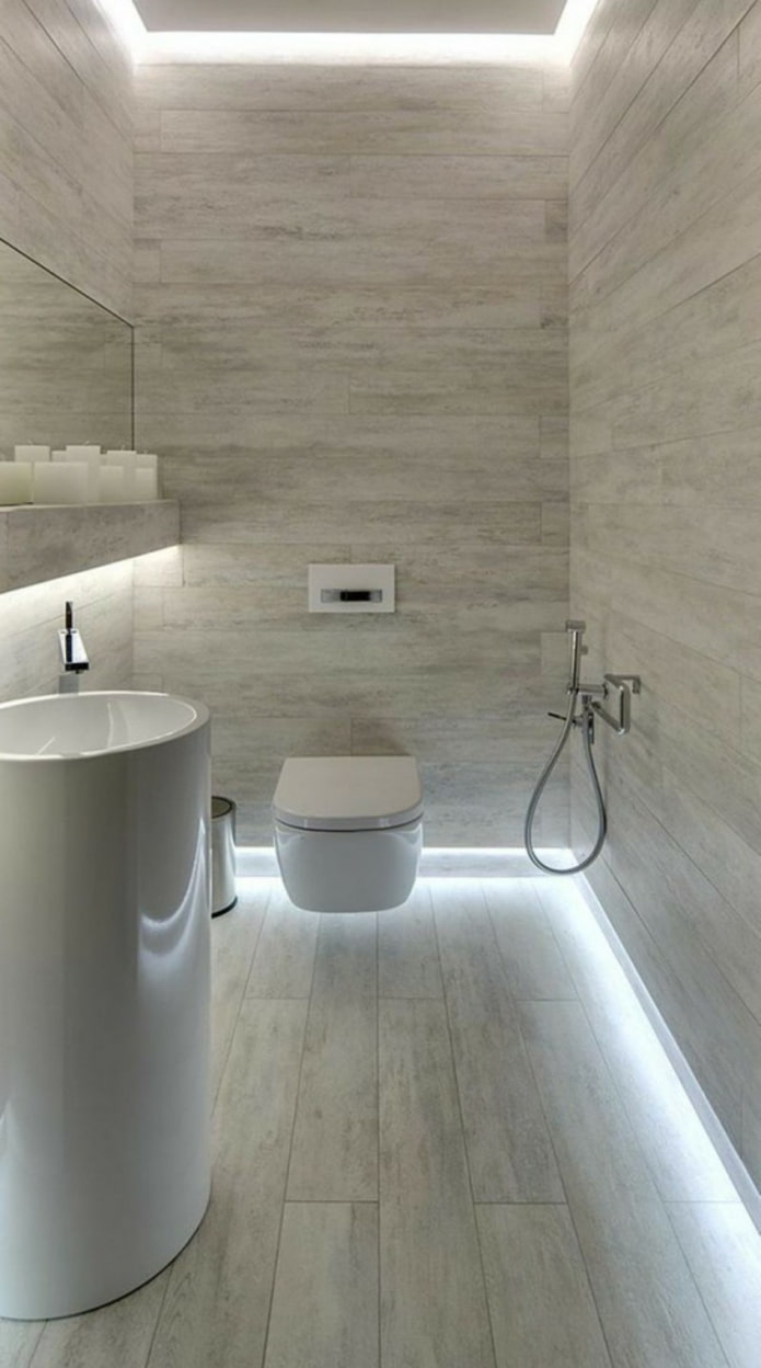 iluminación de suelo en el interior del baño