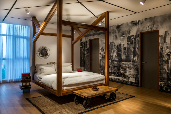 cama colgante rectangular en el interior