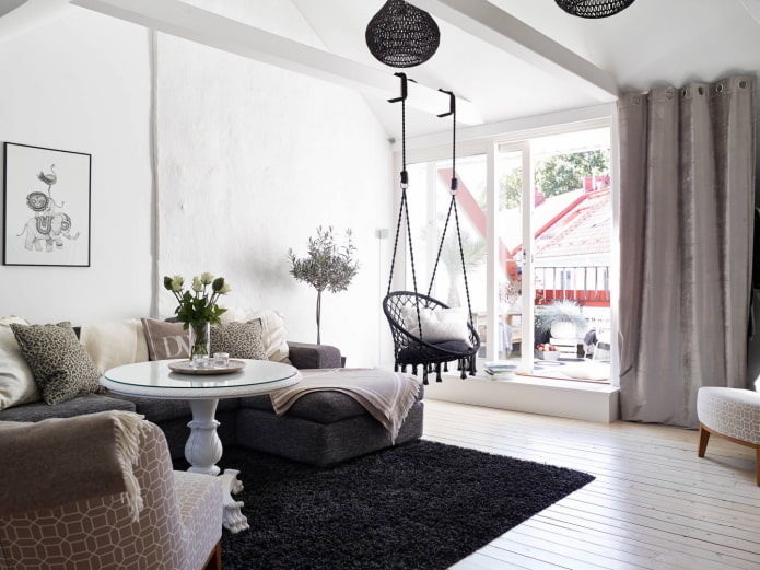 silla colgante en estilo escandinavo