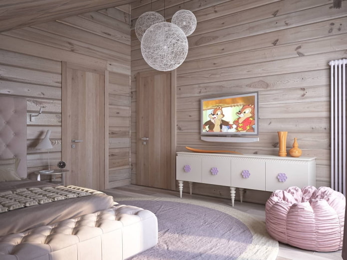 Revestimiento blanqueado en el interior de una habitación infantil