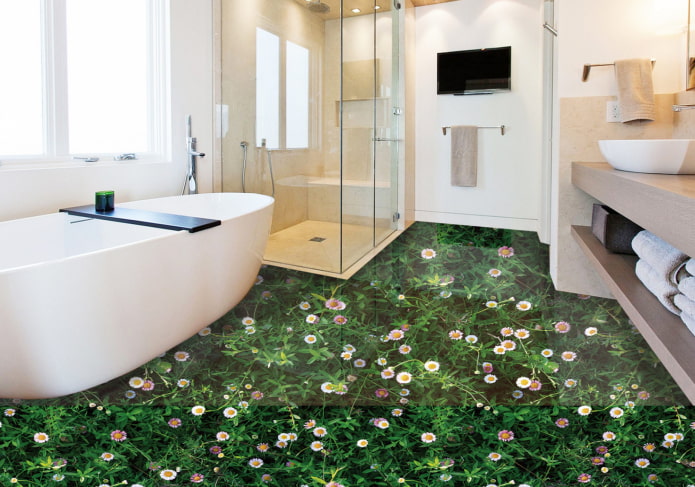 suelo 3D autonivelante en el baño