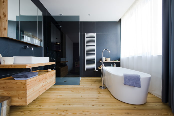 suelos de madera en el baño