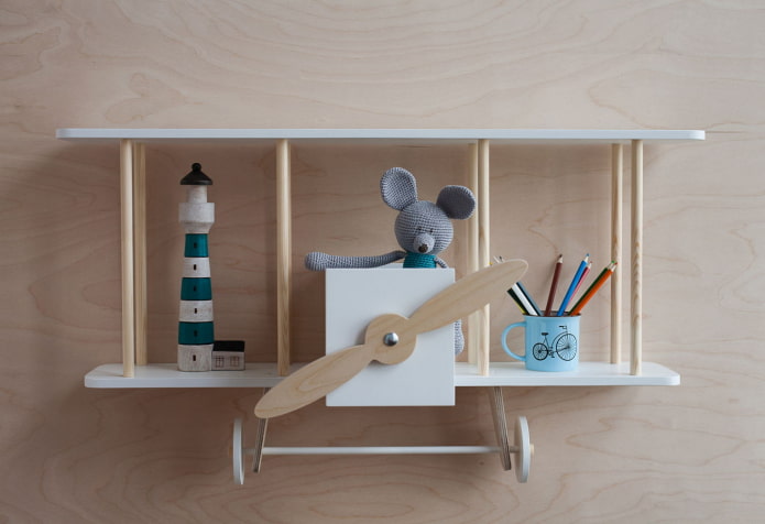 diseño de estantería en el interior de una habitación infantil