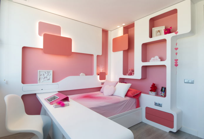 Estantes de yeso en el interior de una habitación infantil