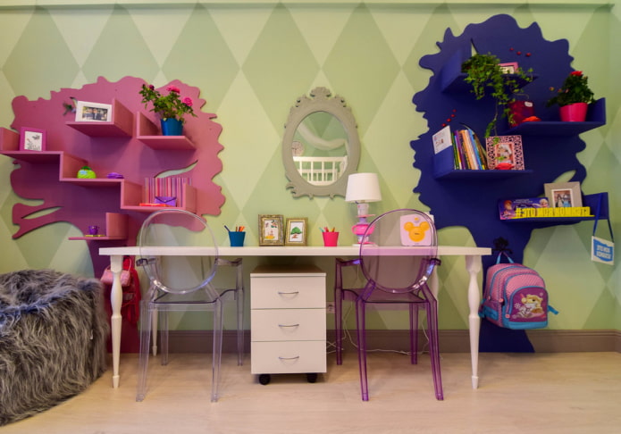 diseño de estantería en el interior de una habitación infantil