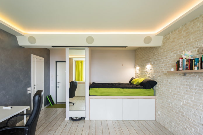 Construcción de placas de yeso con iluminación interior