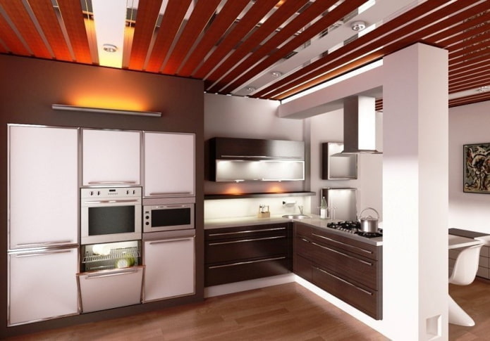 Paneles metálicos para techo en la cocina