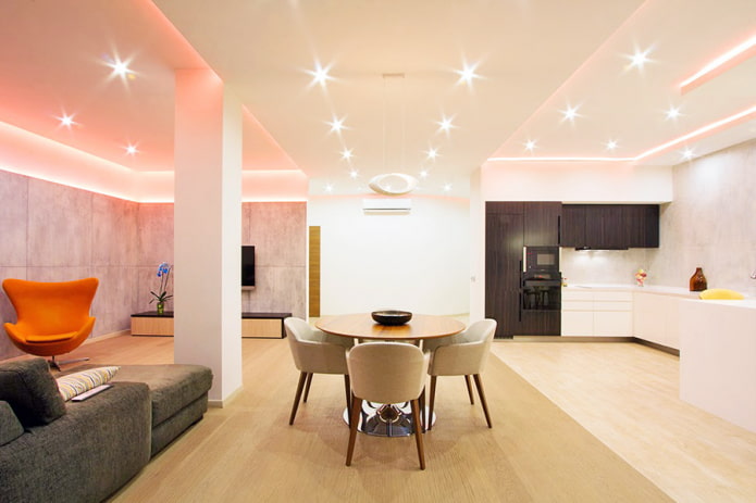 Estructura de techo con luces LED