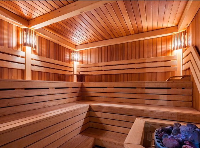 Acabado de sauna con tablillas