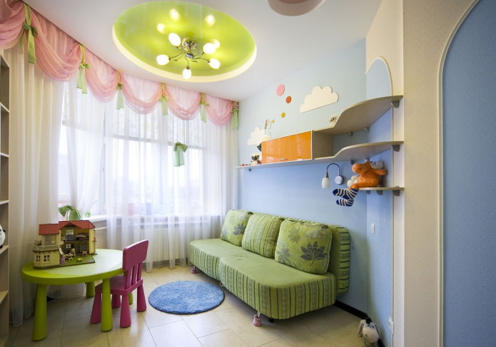 Diseño de techo circular para habitación infantil