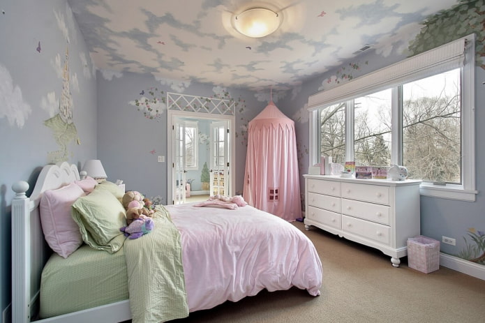 pintura en el techo de una habitación infantil