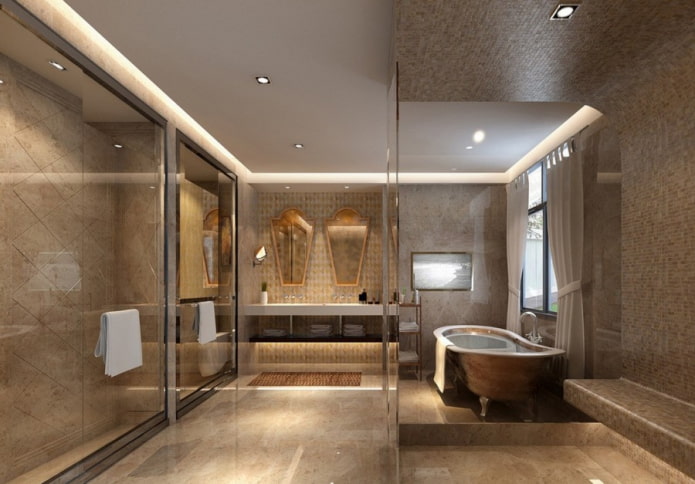 techo flotante en el interior del baño