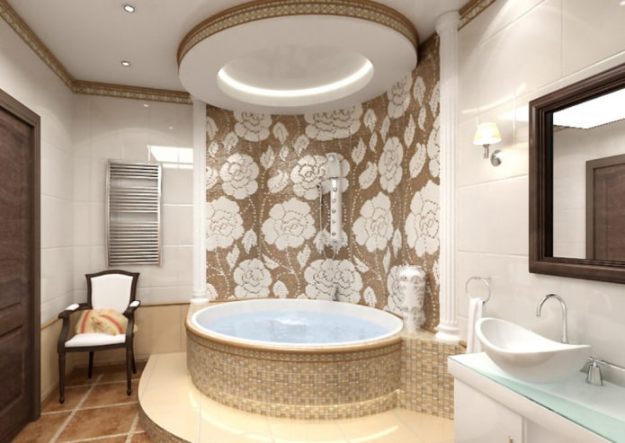 Techo con figuras en el interior del baño