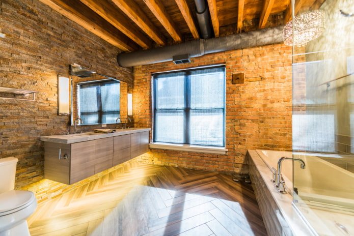 Diseño de techo en el baño de estilo loft