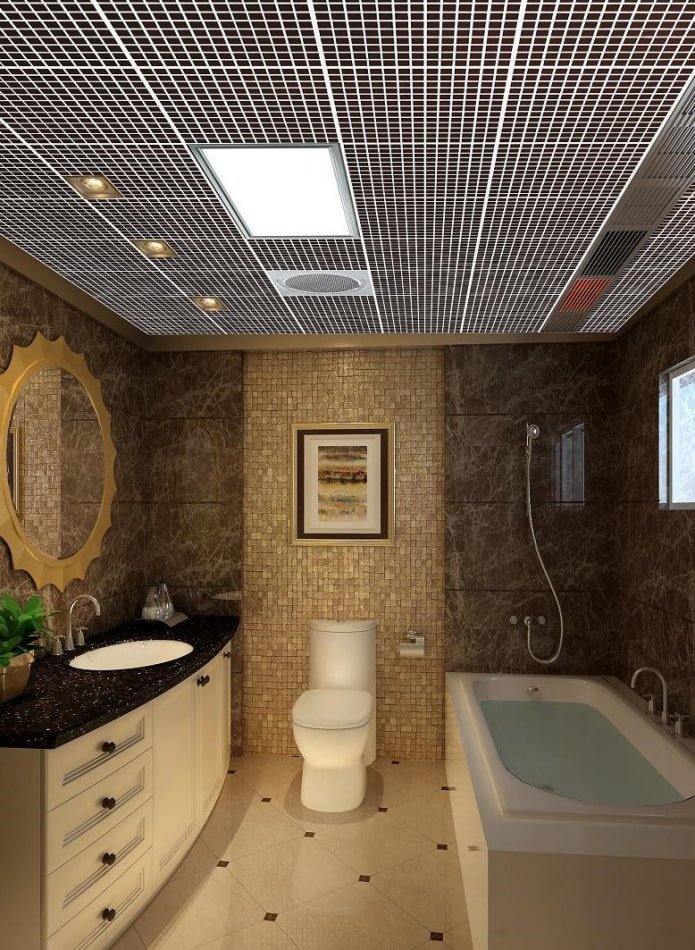 Techo de rejilla en el baño