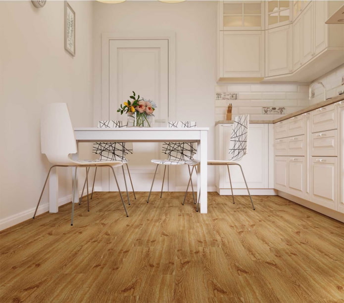 suelo de madera en la cocina