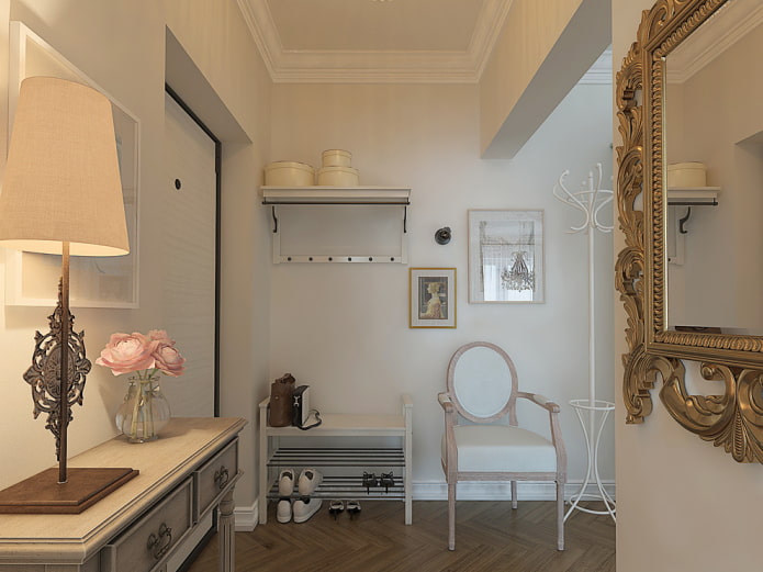 Muebles en el interior del pasillo en estilo provenzal