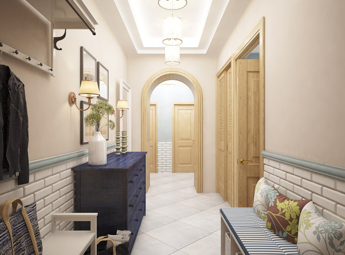 diseño interior de pasillo en estilo provenzal