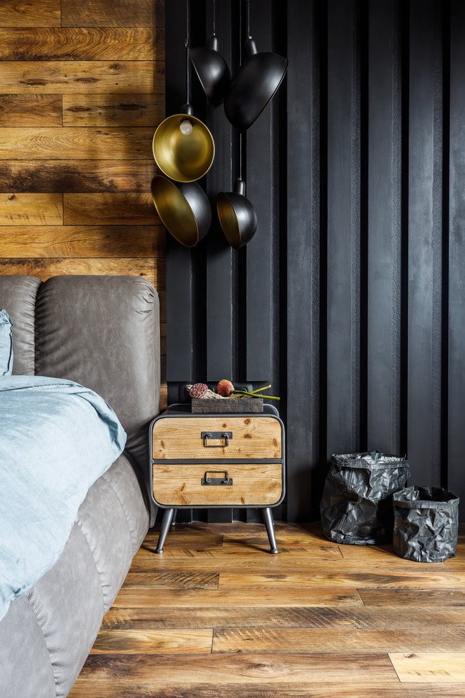 Mesita de noche estilo loft