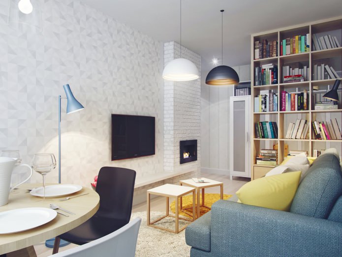living room interior with fireplace