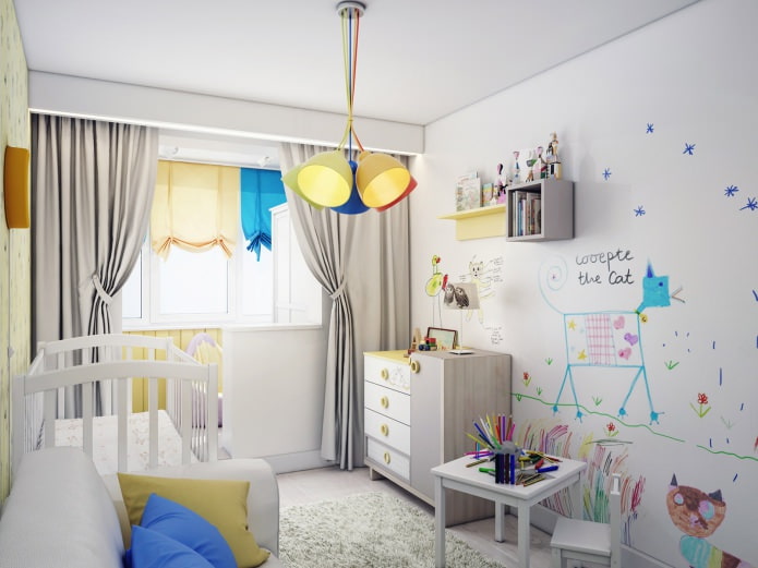 habitación infantil combinada con logia
