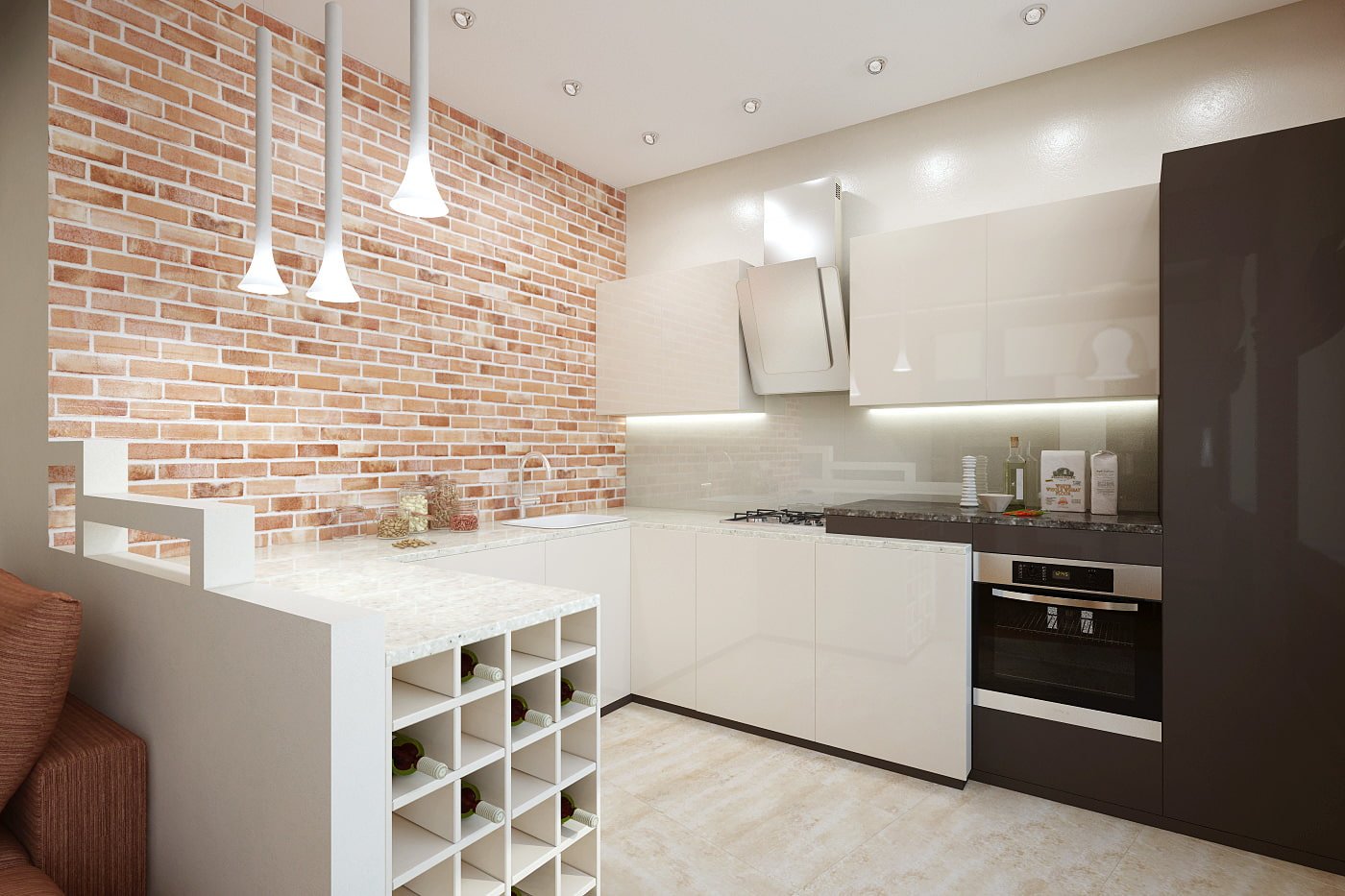 Cocina en un apartamento de dos habitaciones