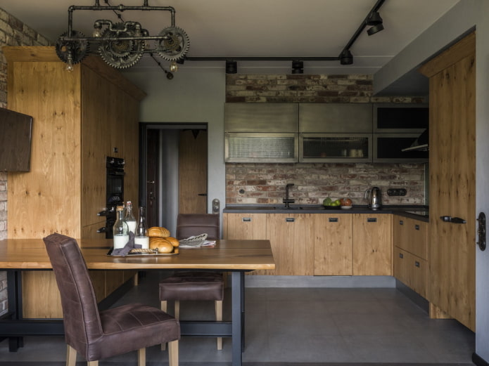 Una pared sólida en el estilo loft