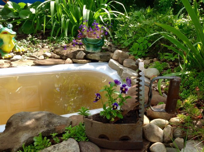 Estanque de una bañera vieja
