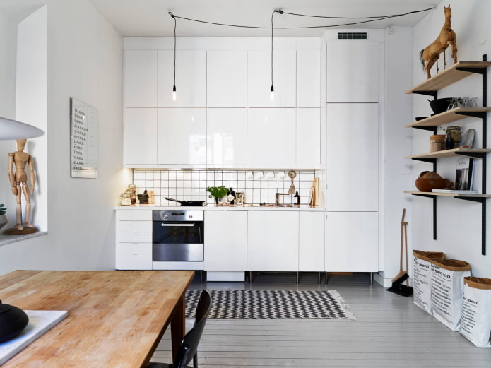 conjunto de cocina lineal blanca