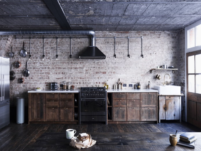 pequeña cocina en estilo loft