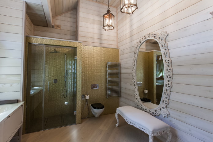pouf en el interior del baño