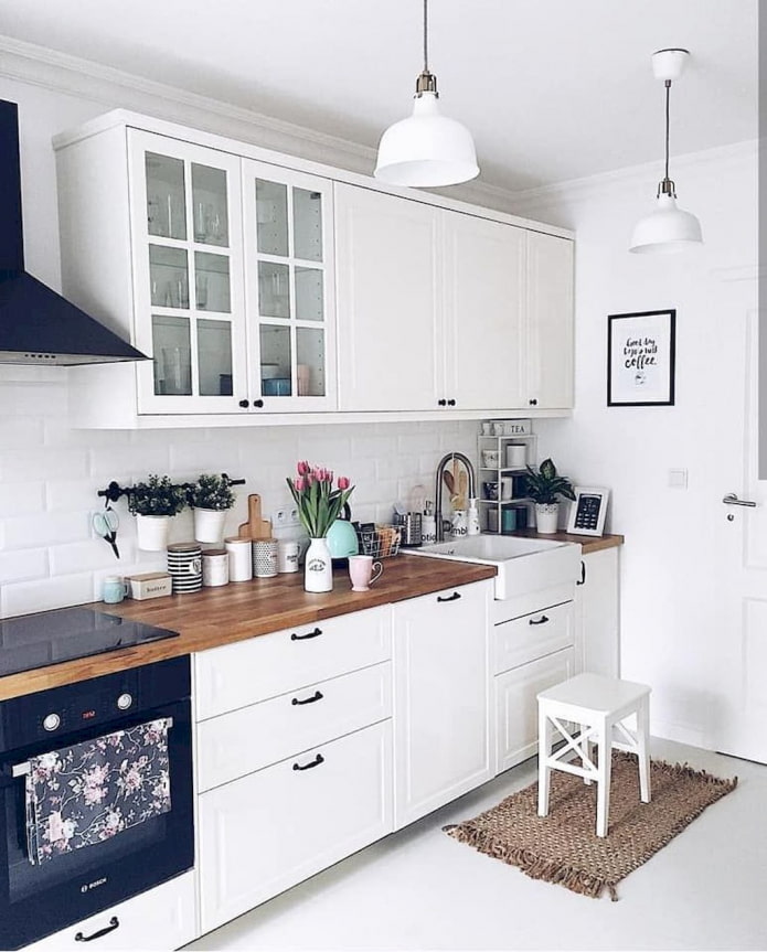 cocina blanca recta