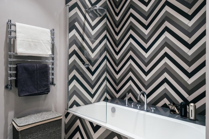 disposición de azulejos en espiga en el baño