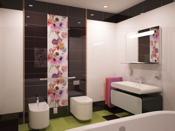 disposición de azulejos en el interior del baño