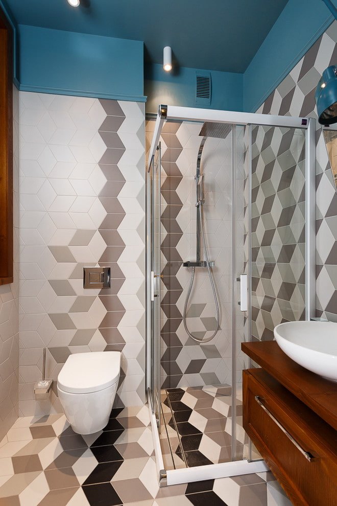 disposición de azulejos en el interior del baño