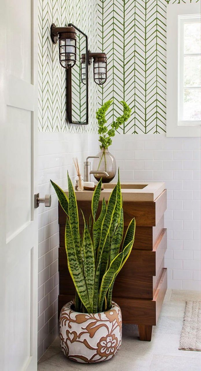 Flores en el suelo del baño