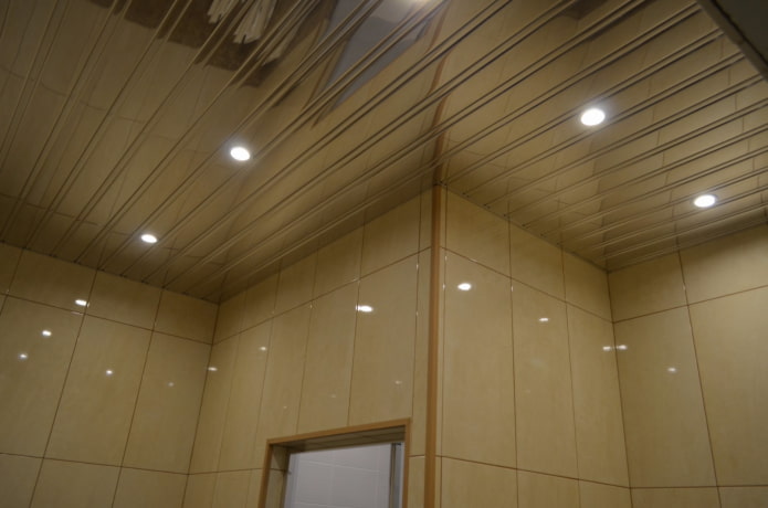 Estructura suspendida de listones de aluminio