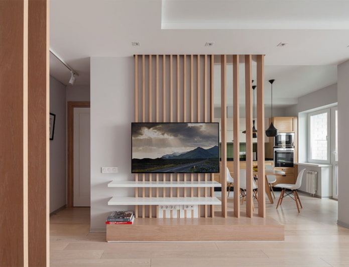 Zonificación de un apartamento con listones